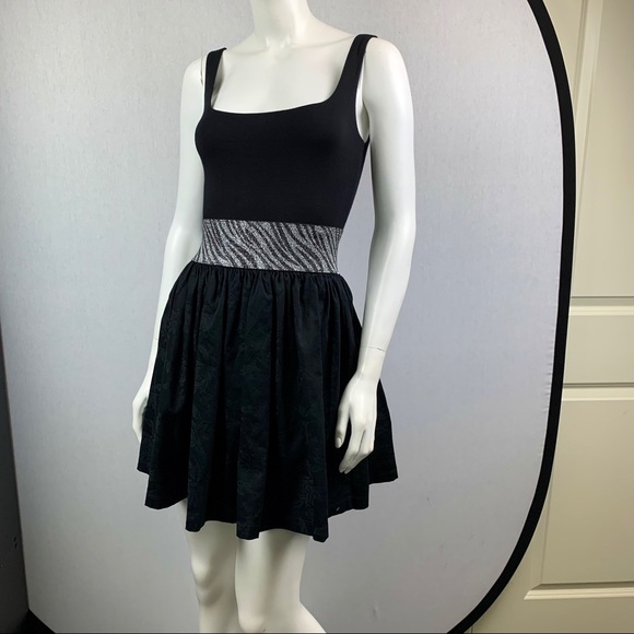 NEW Zebra Jacquard Roses Metallic Belt Mini Dress - Picture 9 of 16